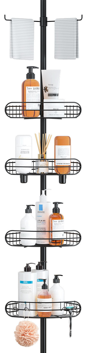 AZ04 Corner Shower Caddy,Rustproof Stainless Steel Poles & 4-Tier Durable/Adjustable Shelves, Fit 34 to 113 Inch Height