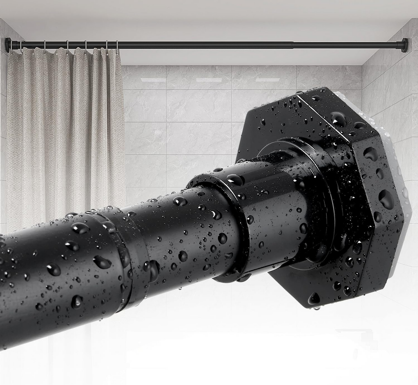 AZ11 Tension Rod for Shower Curtain, Window Curtain, 29 to 84 Inches, Spring Loaded,Stable and Anti-Slip
