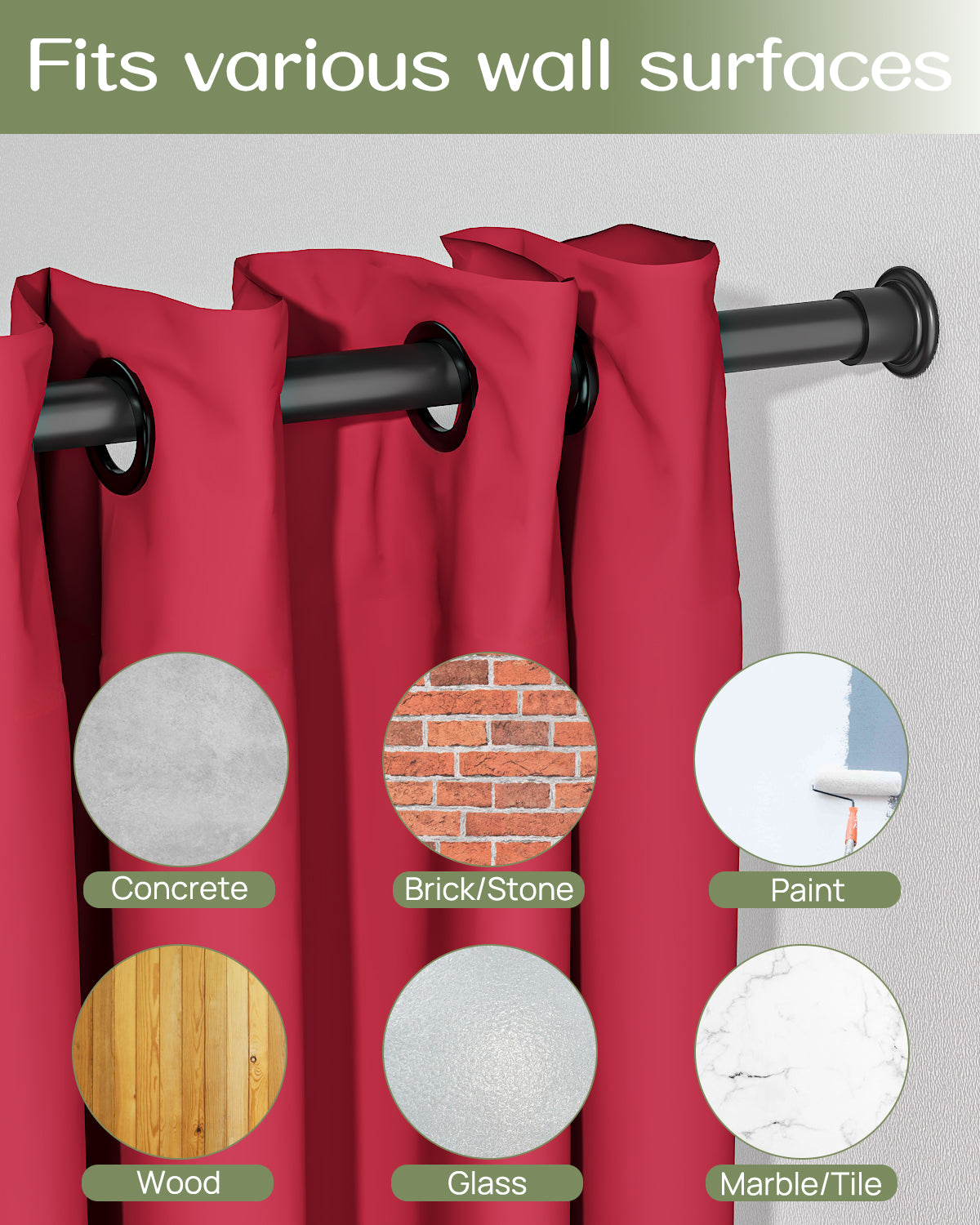 AZ02S Tension Rod for Shower Curtain, Door Curtain,28 to 43 Inches, Spring Loaded,Stable and Anti-Slip