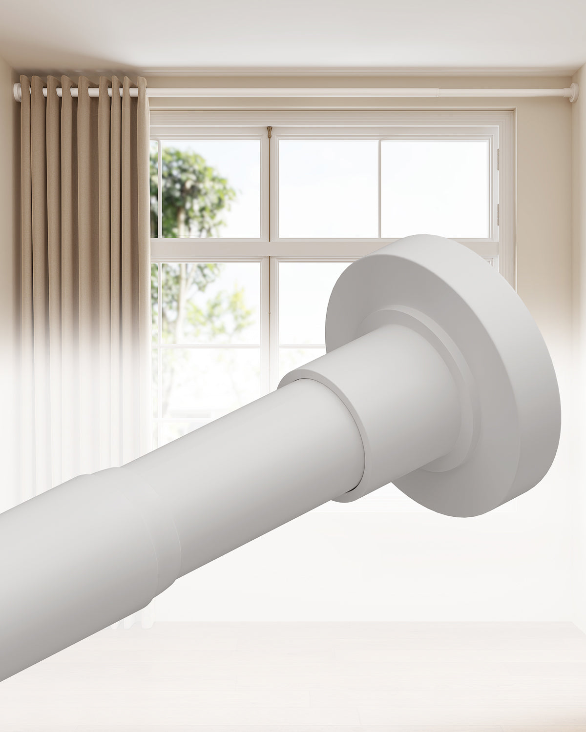AZ01XL Tension Curtain Rods for Windows,Room Divider,123 to 160 Inches,Spring Loaded with Central Support Bracket Included,Stable