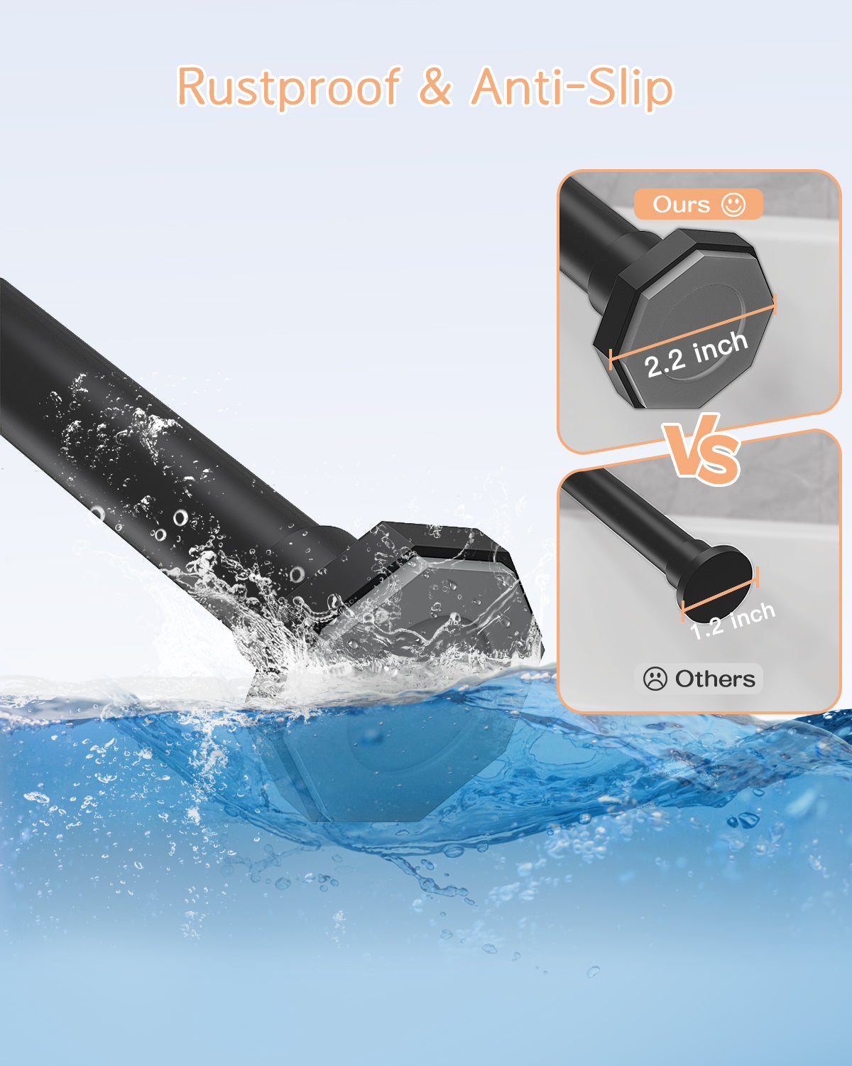 AZ11 Tension Rod for Shower Curtain, Window Curtain, 29 to 84 Inches, Spring Loaded,Stable and Anti-Slip
