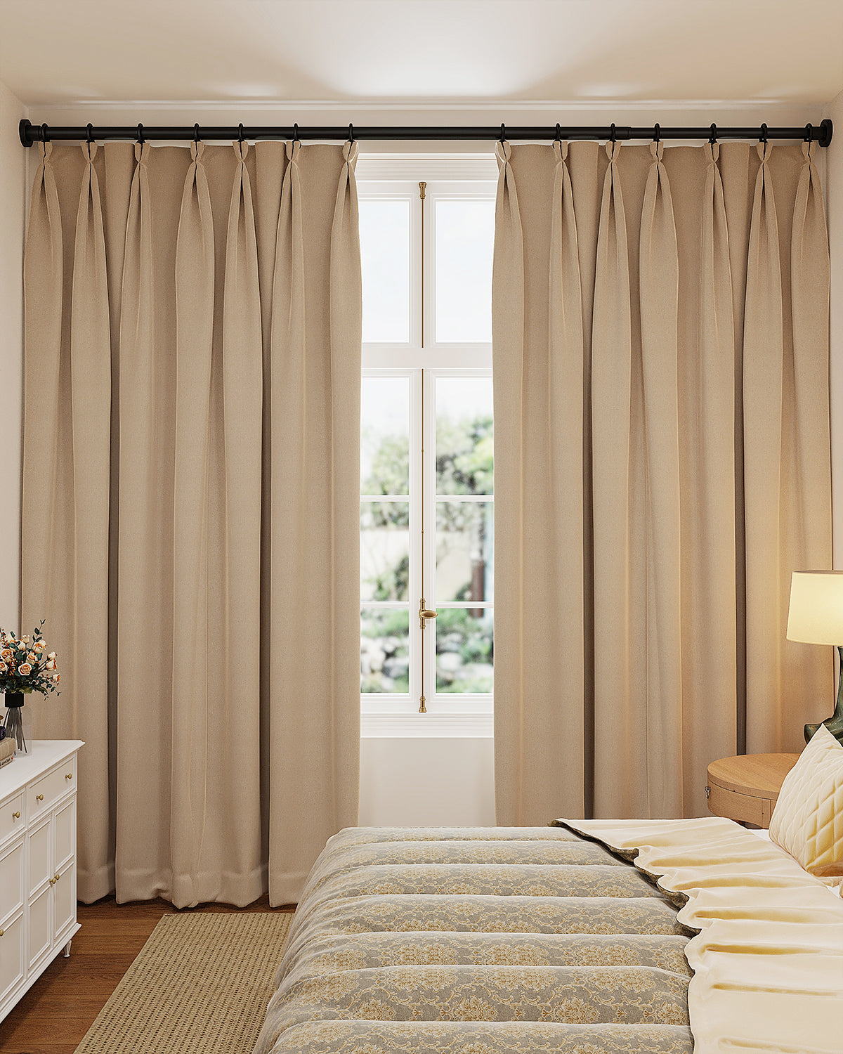 AZ01L Tension Curtain Rods for Windows,Room Divider,66 to 120 Inches,Drill-Free,Spring Loaded,Stable and Anti-Slip