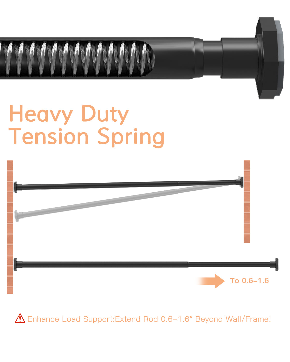 AZ11 Tension Rod for Shower Curtain, Window Curtain, 29 to 84 Inches, Spring Loaded,Stable and Anti-Slip