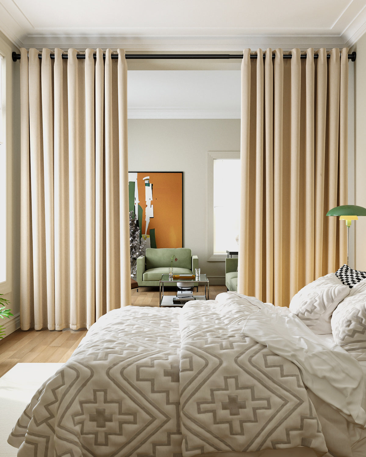AZ01XL Tension Curtain Rods for Windows,Room Divider,123 to 160 Inches,Spring Loaded with Central Support Bracket Included,Stable