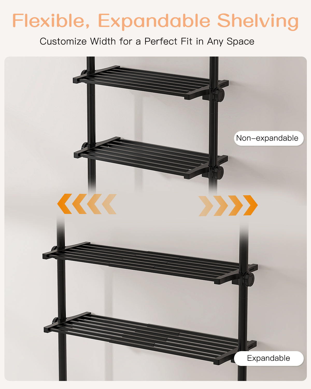 AZ08 4-Tier Over the Toilet Storage, Shelves Wide and Height is Adjustable,Tension Mount, Constructed of Metal Materials, Pole Fits 92 to 116 Inch Height