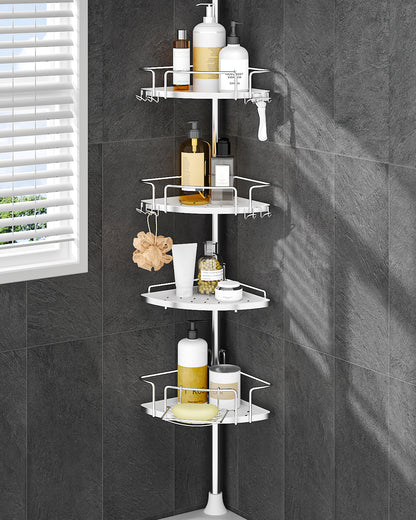 AZ18 Shower Caddy Tension Pole, Rustproof Stainless Steel Poles & 4-Tier Durable/Adjustable Shelves, Fit 34 to 116 Inch Height