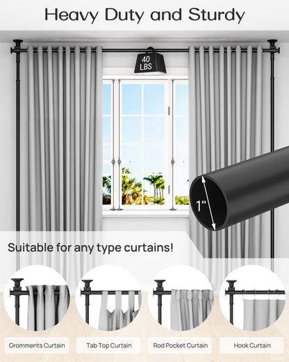 AZ15  Room Divider Curtain Rod, 63 to 130inch(H) & 31 to 83inch(W)