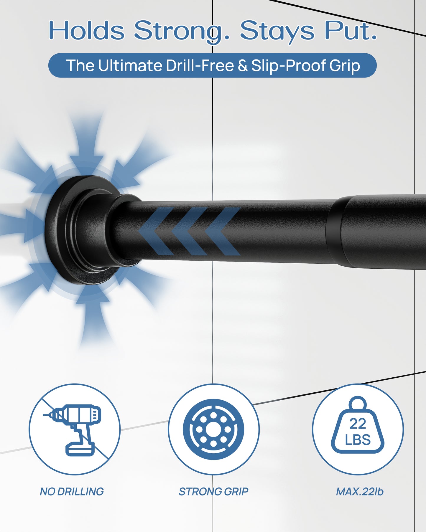 AZ02M Shower Curtain Rod 42-78 Inches for Bathroom