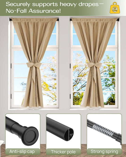 AZ02S Tension Rod for Shower Curtain, Door Curtain,28 to 43 Inches, Spring Loaded,Stable and Anti-Slip