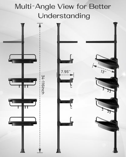ALLZONE  Corner Shower Caddy Tension Pole for Shampoo Holder, Stainless Steel Rod