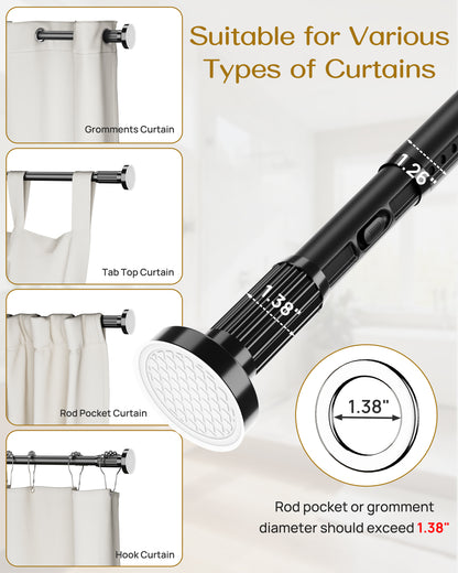 AZ19M Tension Rod for Shower Curtain, Window Curtain, 40 to 86 Inches