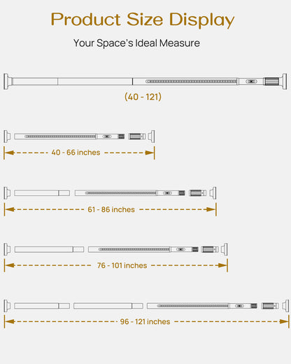 AZ19L Tension Curtain Rods for Windows,40 to 121 Inches