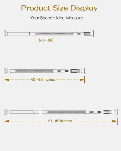 AZ19M Tension Rod for Shower Curtain, Window Curtain, 40 to 86 Inches