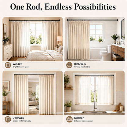 AZ01M Tension Rod for Shower Curtain, Window Curtain, 29 to 84 Inches, Spring Loaded,Stable and Anti-Slip