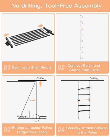 AZ07 5-Tier Narrow Bookshelf