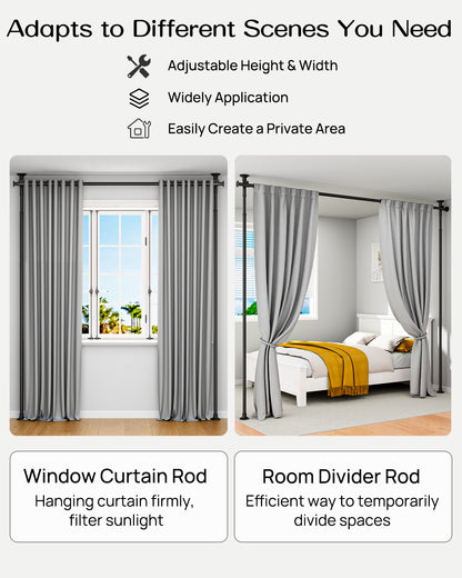 AZ15  Room Divider Curtain Rod, 63 to 130inch(H) & 31 to 83inch(W)
