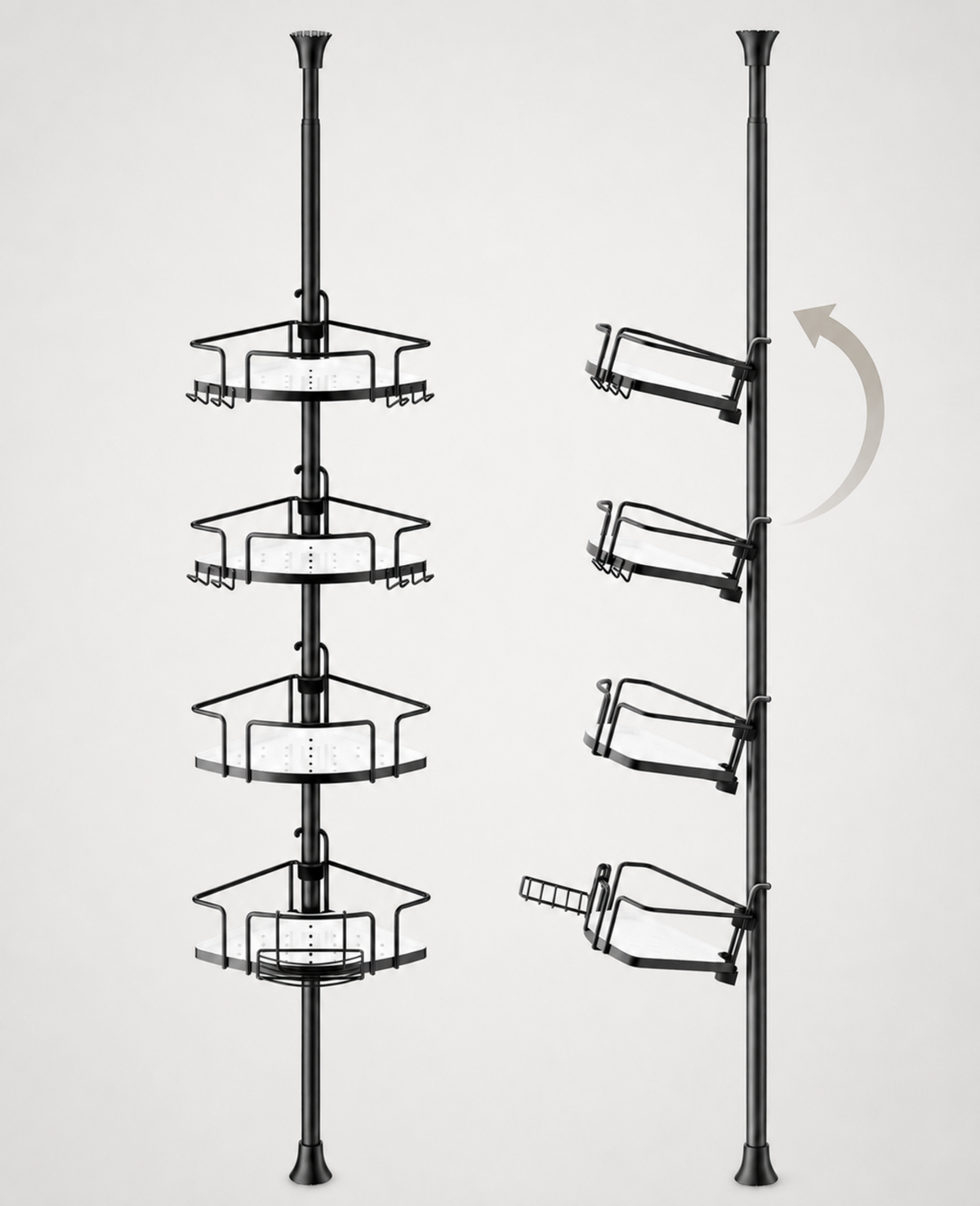 ALLZONE AZ18 Two-Tone Corner Shower Caddy Tension Pole for Bath Shampoo Storage