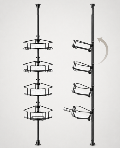 ALLZONE AZ18 Two-Tone Corner Shower Caddy Tension Pole for Bath Shampoo Storage