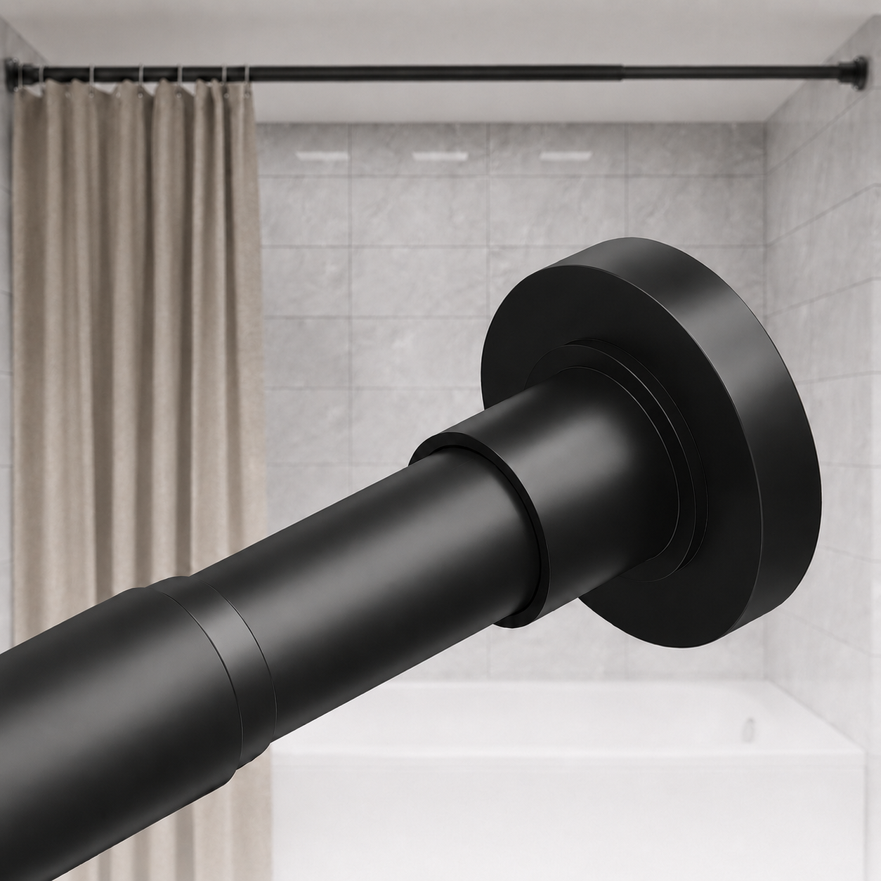 AZ01M Tension Rod for Shower Curtain, Window Curtain, 29 to 84 Inches, Spring Loaded,Stable and Anti-Slip