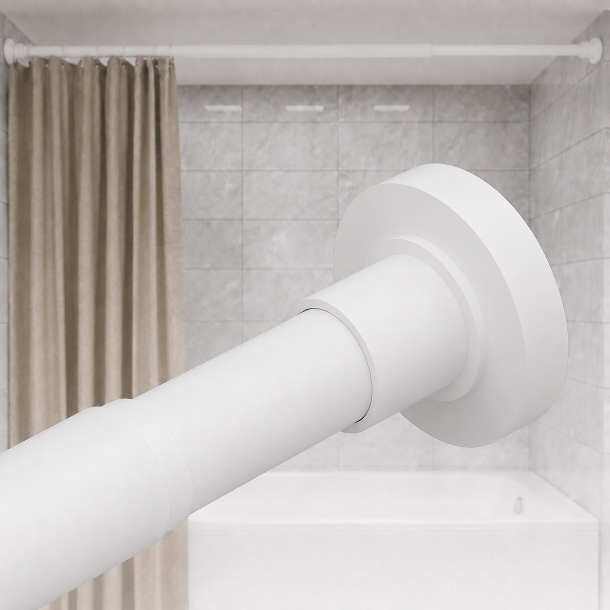 AZ01M Tension Rod for Shower Curtain, Window Curtain, 29 to 84 Inches, Spring Loaded,Stable and Anti-Slip