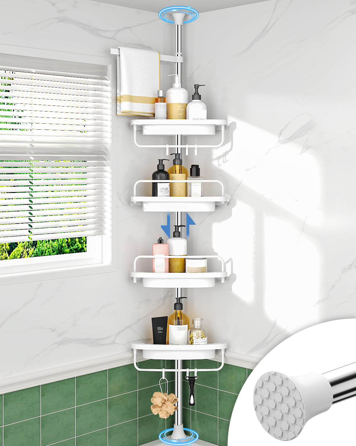 ALLZONE  Corner Shower Caddy Tension Pole for Shampoo Holder, Stainless Steel Rod