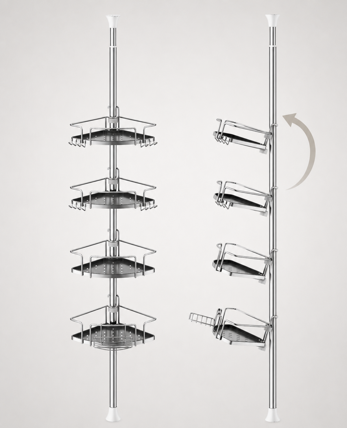 ALLZONE AZ18 Two-Tone Corner Shower Caddy Tension Pole for Bath Shampoo Storage