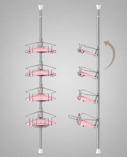 ALLZONE AZ18 Two-Tone Corner Shower Caddy Tension Pole for Bath Shampoo Storage