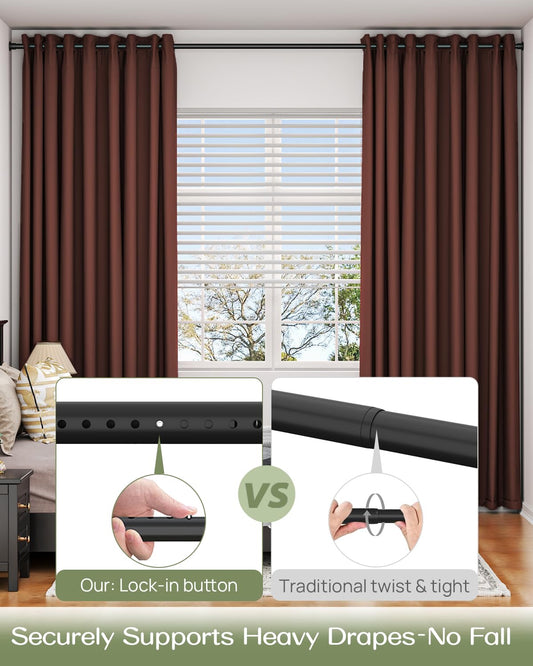 AZ02L Tension Curtain Rods for Windows,Room Divider,83 to 123 Inches,Drill-Free,Spring Loaded,Stable and Anti-Slip