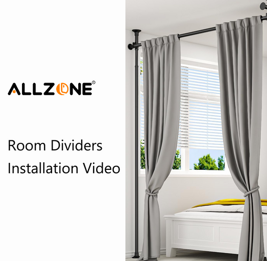 AZ15 Room Divider Curtain Rod for Room Separation, Drill-Free, Adjustable, Three Mounting Options, 63 to 130inch(H) & 31 to 135inch(W)